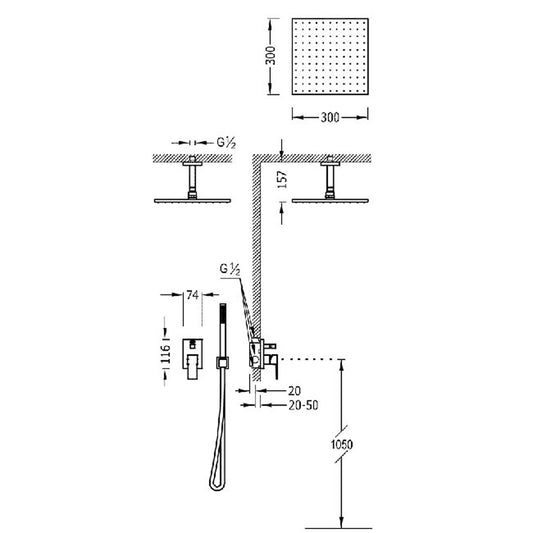 CUADRO Kit mitigeur encastré à 2 voies pour douche-00618080