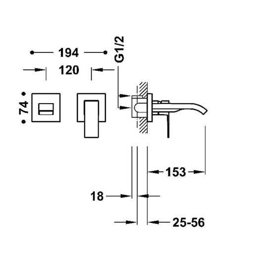 CUADRO Mitigeur encastré pour lavabo-00630003