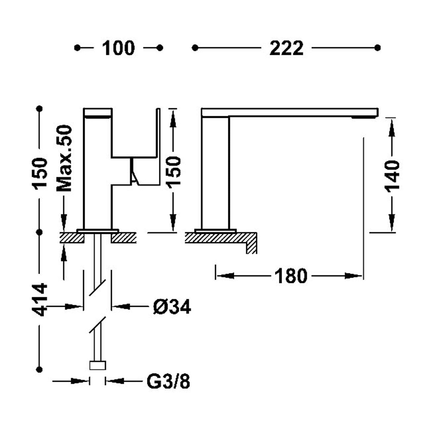 CUADRO Mitigeur avec manette latérale pour lavabo-10620501