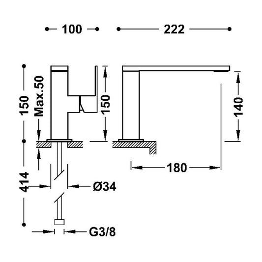 CUADRO Mitigeur avec manette latérale pour lavabo-10620501