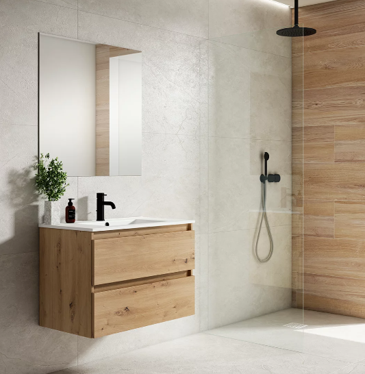 Meuble de salle de bain suspendu BOX 2 tiroirs