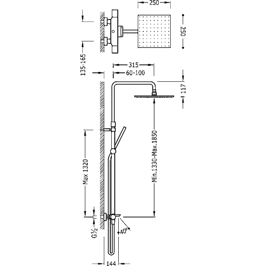 COLONNE DOUCHE THERMOSTATIQUE 3 voies, 20531201