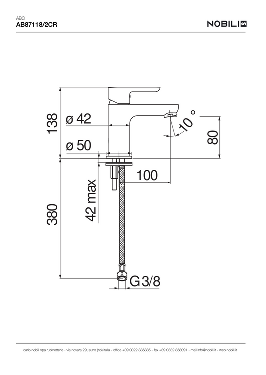 LAVABO, MITIGEUR MONOCOMMANDE AB87118/2CR, ABC - L'Atelier By AC