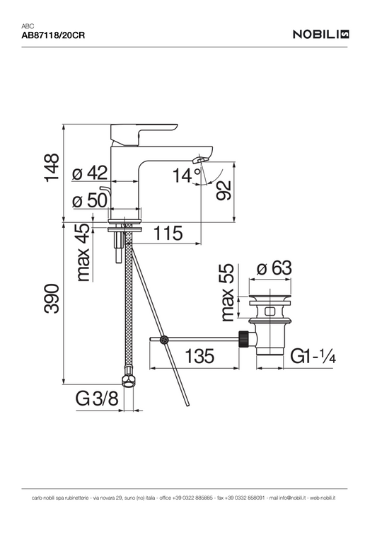 MITIGEUR MONOCOMMANDE BEC LONG AB87118/20CR, ABC - L'Atelier By AC