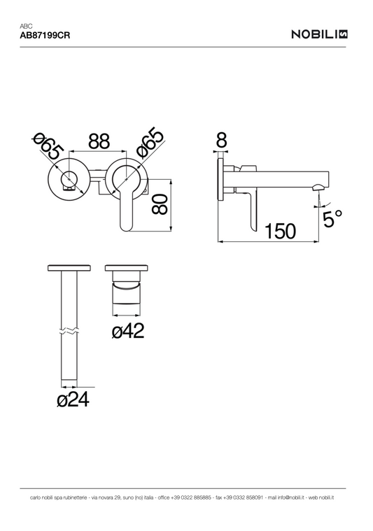 Mitigeur lavabo encastrable AB87199CR, ABC - L'Atelier By AC