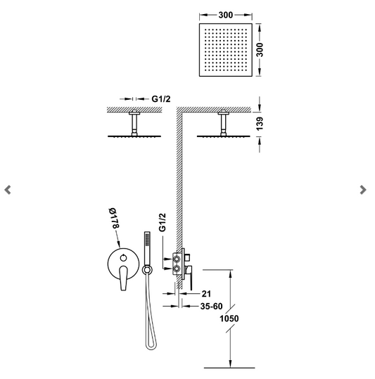 Colonne douche encastrée Rapid-Box Chromé - TRES 20528003 - Chrome