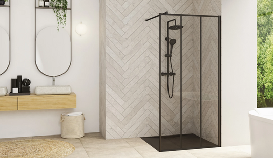 Paroi de douche en verre profilé en aluminium noir Smart Design Solo Factory - L'Atelier By AC