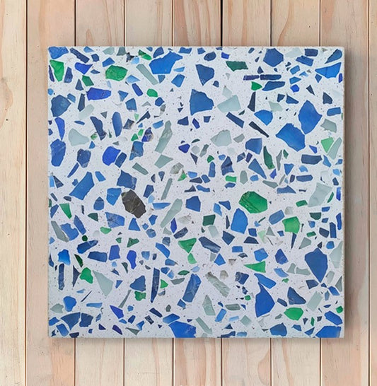 Carreaux de ciment TERRAZZO bleu  , 20x20 cm